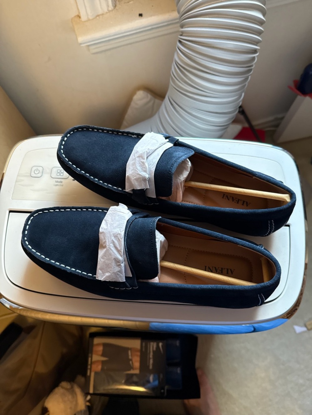 Alfani Navy Blue Suede Penny Loafers